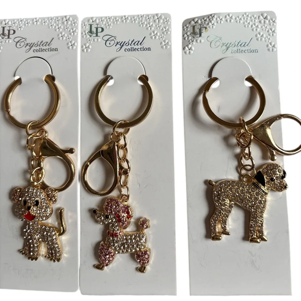 Crystal Dog Keychain Key Ring Bag Charm